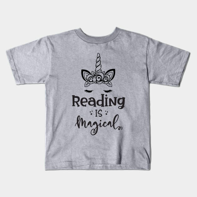 reading is magical Kids T-Shirt by Mstudio